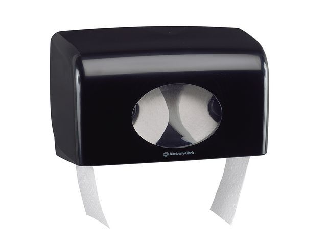 Aquarius (Kimberly-Clark) AQUARIUS*-toiletpapierdispenser, kleine rollen, 180 x 298 x 128 mm, zwart, capaciteit 210 doekjes