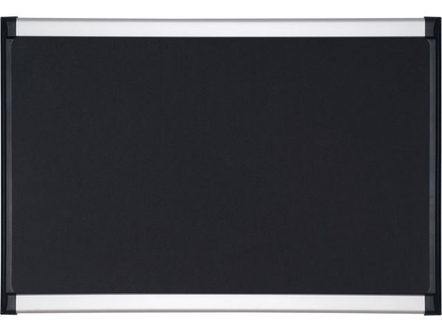 Bi-Office Mededelingenbord met structuurstof, aluminium en plastic frame, 1200 x 900 mm, zwart