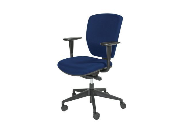Bureaustoel Prof Chair NEN-EN 1335 blauwe bekleding, voetkruis zwart kunststof