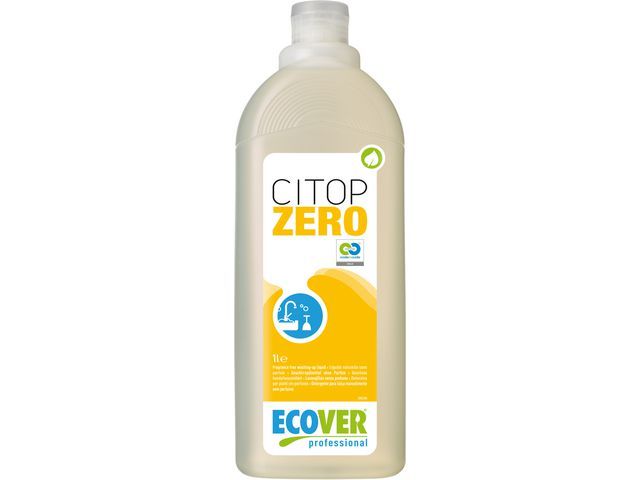Citop Zero afwasmiddel vloeibaar parfumvrij geel 1 liter fles (pak 12 liter)