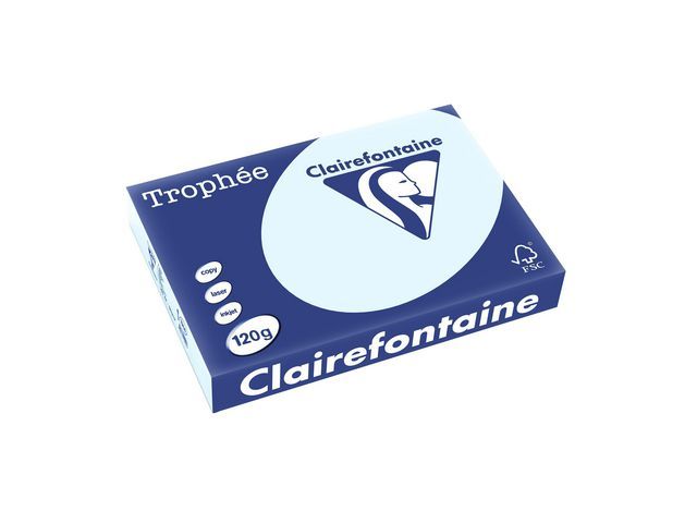 Clairefontaine gekleurd papier A4 120g/mu00b2 azure (doos 5 x 250 vel)