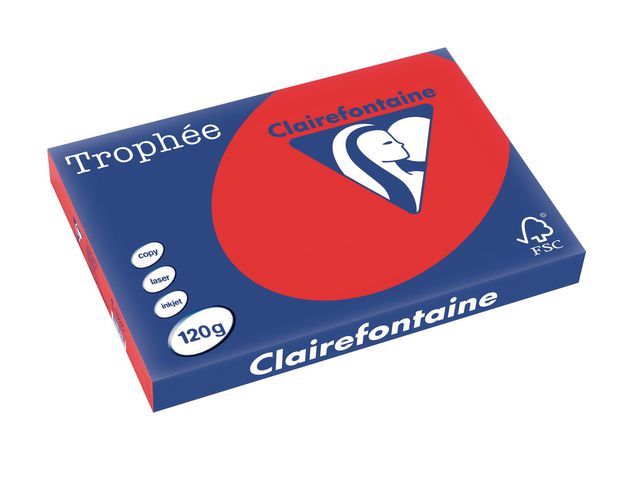 Clairefontaine Papier A3 120gr koraalrood (doos 5 x 250 vel)