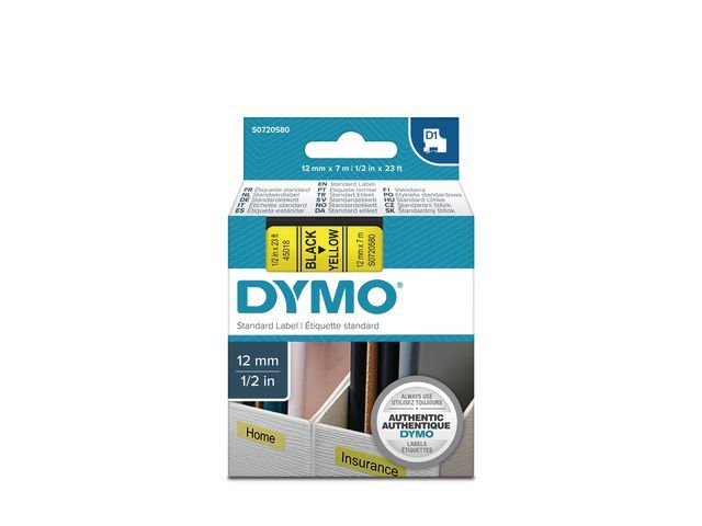 Tape Dymo 45018 12mm zwart/geel
