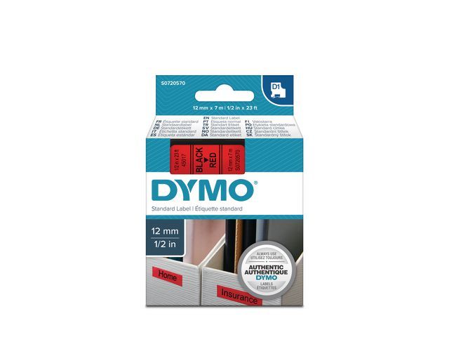 Tape Dymo 45017 12mm zwart/rood