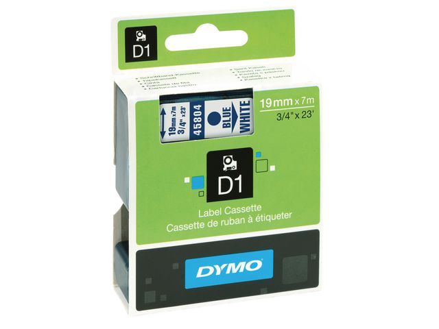 Tape Dymo 45804 19mm blauw/wit