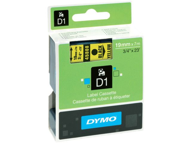Tape Dymo 45808 19mm zwart/geel