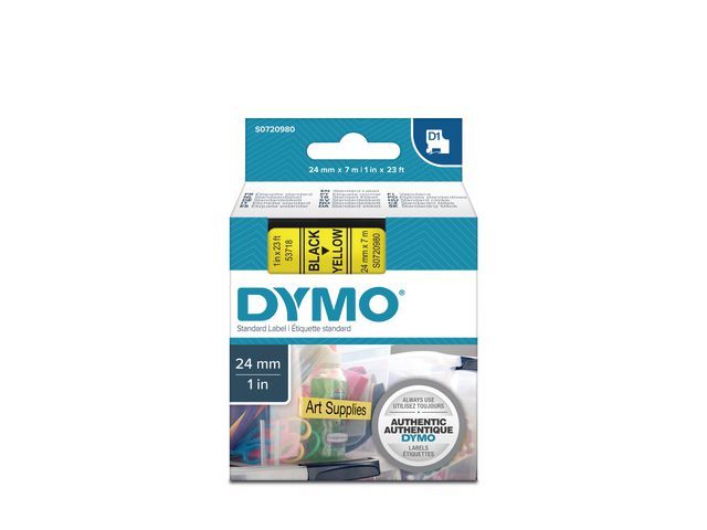 Tape Dymo d1 24mm zwart/geel