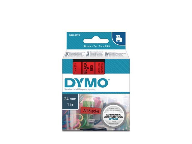 Tape Dymo d1 24mm zwart/rood
