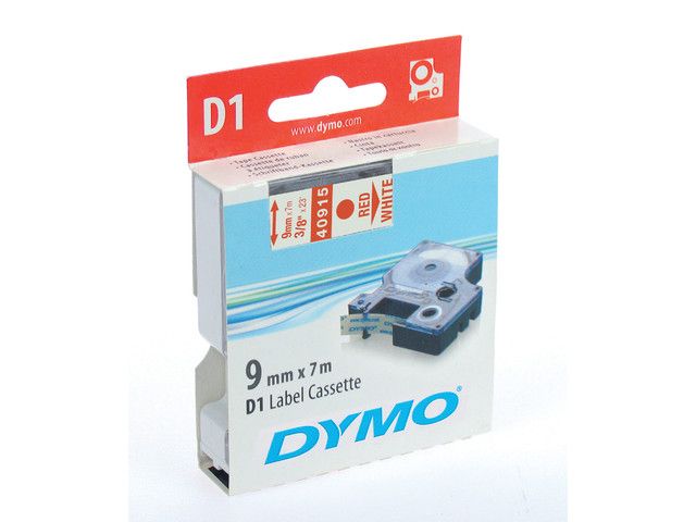 Tape Dymo 40915 9mm rood/wit