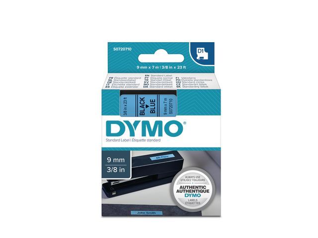 Tape Dymo 40916 9mm zwart/blauw