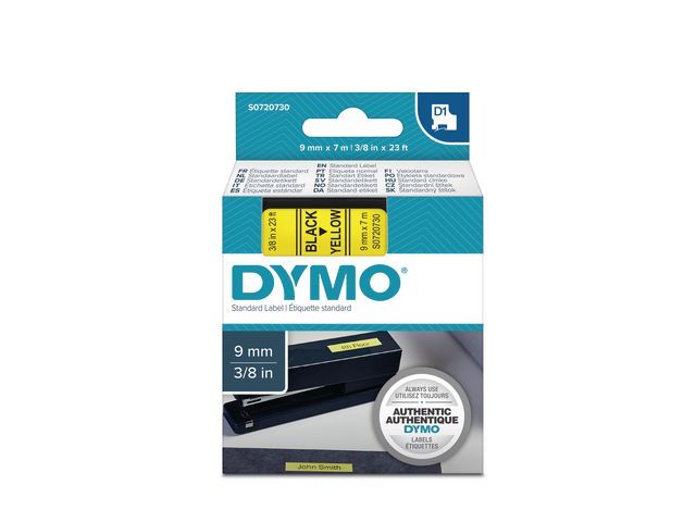 Tape Dymo 40918 9mm zwart/geel