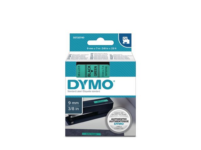 Tape Dymo 40919 9mm zwart/groen