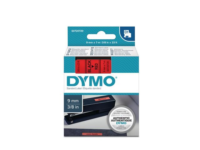 Tape Dymo 40917 9mm zwart/rood