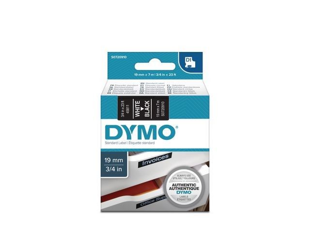 Tape Dymo 45811 19mm wit/zwart/doos 5