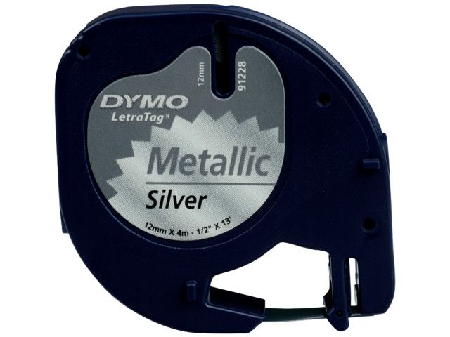 Tape Dymo LetraTeg metaal 12mmx4m zilver