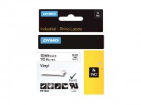 Tape Dymo Rhino vinyl 12mm zwart/wit