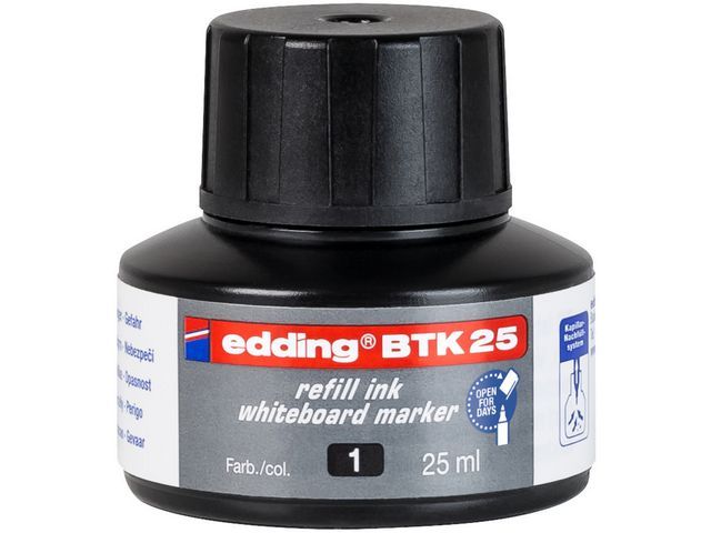 Edding BTK 25-inktnavulling voor Edding EcoLine 28 en 29 whiteboardmarkers zwart (doos 10 x 25 milliliter)