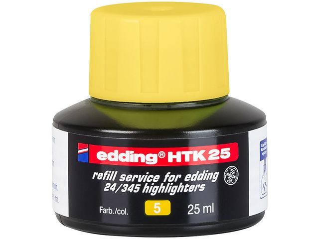 Inkt Edding tekstm HTK-25 geel 25ml