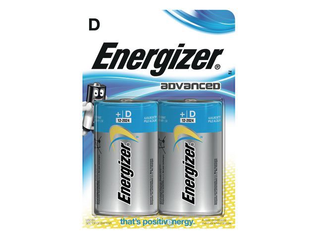 Energizer Alkaline Advanced D / LR20 1,5 V niet-oplaadbare batterijen (pak 2 stuks)