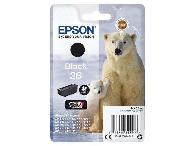 Inkjet Epson T26014012 zwart(26)