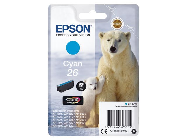 Inkjet Epson T26124012 Cyaan(26)
