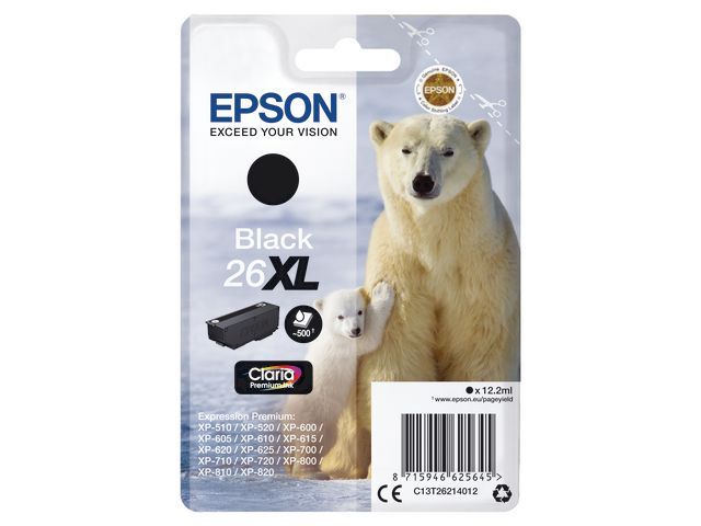 Inkjet Epson 26XL 12,2ml HC zwart