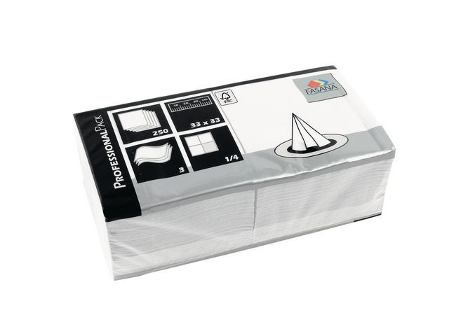 FASANA Papieren servet 330 x 330 mm 3-laags 1/4 vouw wit 14 verpakkingen (50 per verpakking) (pak 50 stuks)