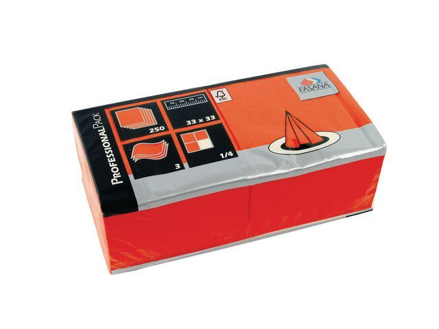 FASANA Papieren servet 330 x 330 mm 3-laags oranje 14 verpakkingen (50 per verpakking) (pak 50 stuks)
