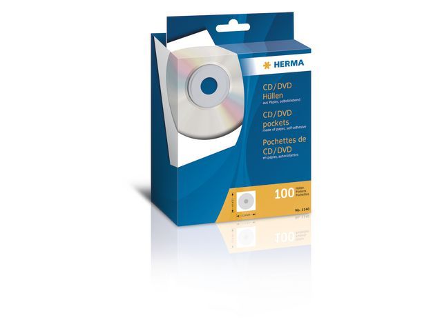 Herma CD/DVD zelfklevend hoesje papier met venster (pak 100 stuks)