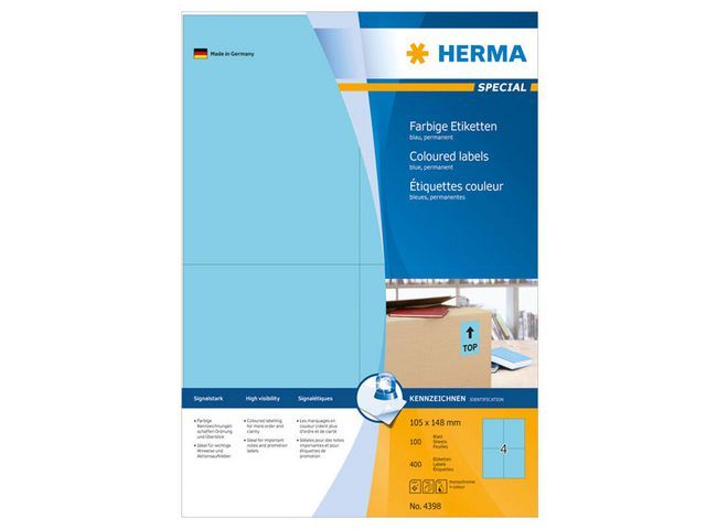 Etiket Herma ILC 105x148 blauw/pak 400