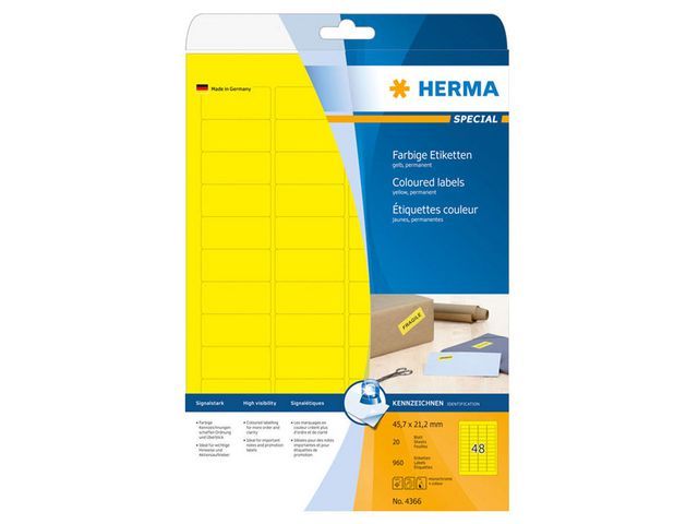 Etiket Herma ILC 46x21 geel/pak 960