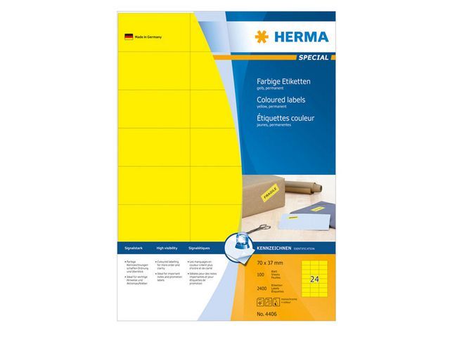 Etiket Herma ILC 70x37 geel/pak 2400