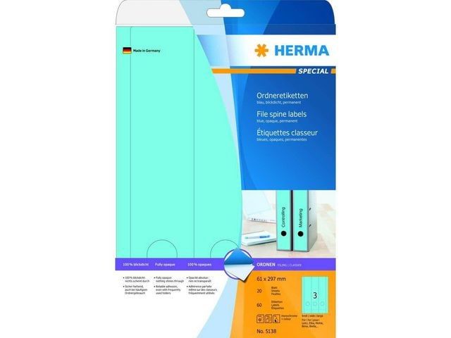 Rugetiket Herma ILC 61x297 blauw/ds60