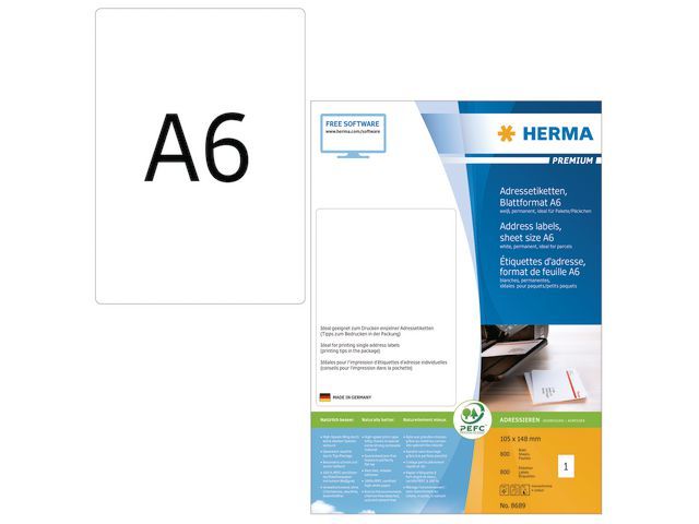 Etiket Herma A6 105x148 wit/pk800
