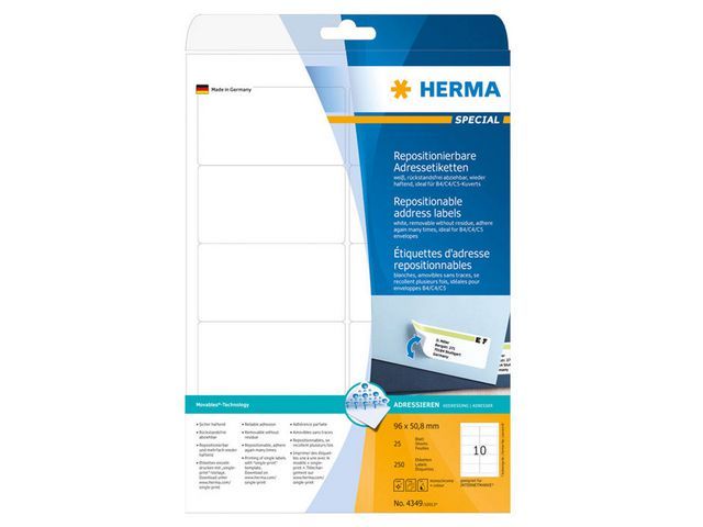 Etiket Herma ILC 96x51 afn. wit/pak 250