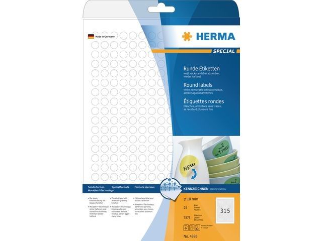 Etiket Herma rond 10mm afneem/doos 7875