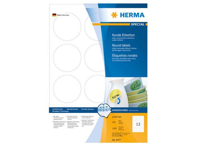 Etiket Herma ILC 60mm rond afn wt/pk1200