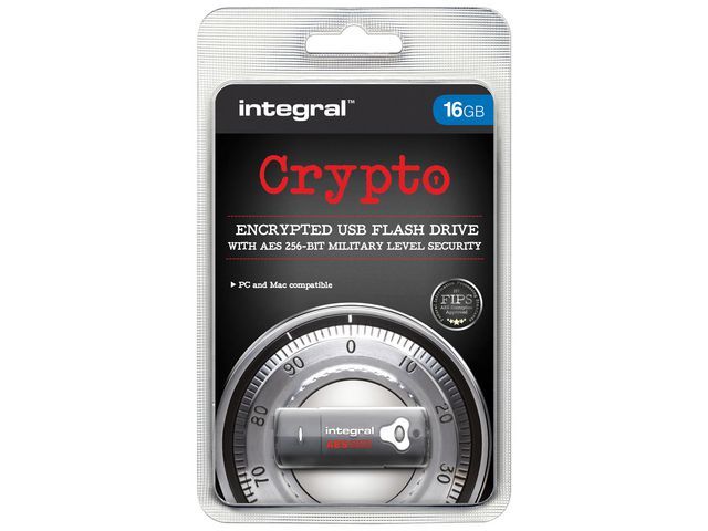 INTEGRAL MEMORY Crypto FIFPS 197 16 GB USB 3.0-stick, 256-bits codering, zwart
