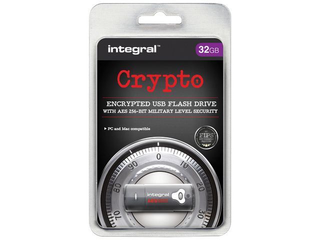 INTEGRAL MEMORY Crypto FIFPS 197 32 GB USB 3.0-stick, 256-bits codering, zwart