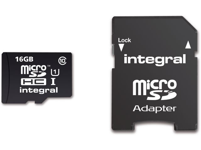 INTEGRAL MEMORY Geheugenkaart Micro SDHC, class 10, 40 MB/s incl. SD adapter 16 GB