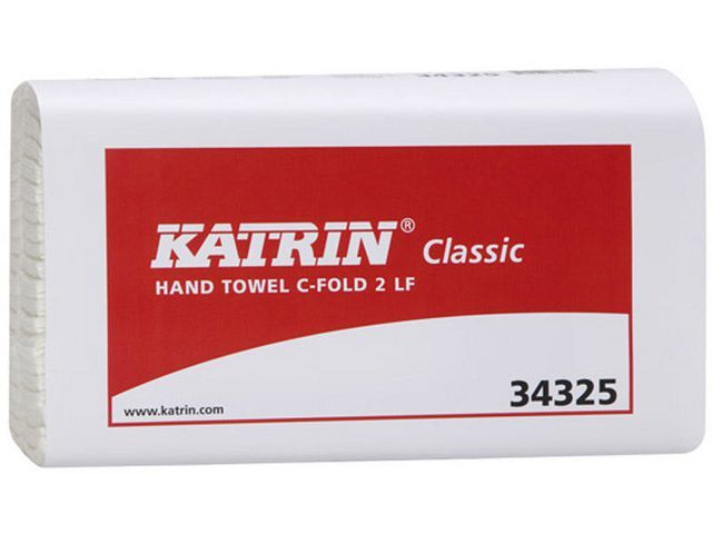 KATRIN Classic 2LF gevouwen handdoekjes C-gevouwen 100 2-laags wit (doos 24 x 100 vel)