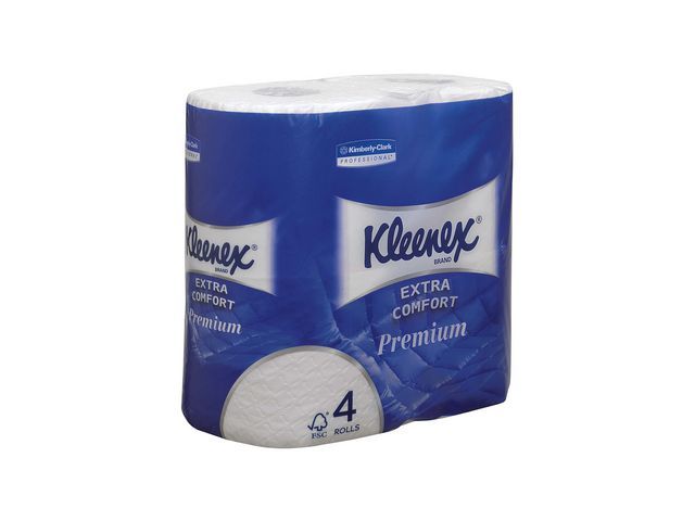 Kleenexu00c2u00ae Extra comfort premium toiletpapierrol 4-laags wit 160 vellen (pak 4 rollen)