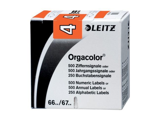 Leitz Orgacolor signalen 30 x 23 mm, cijfer 4, oranje (pak 500 stuks)