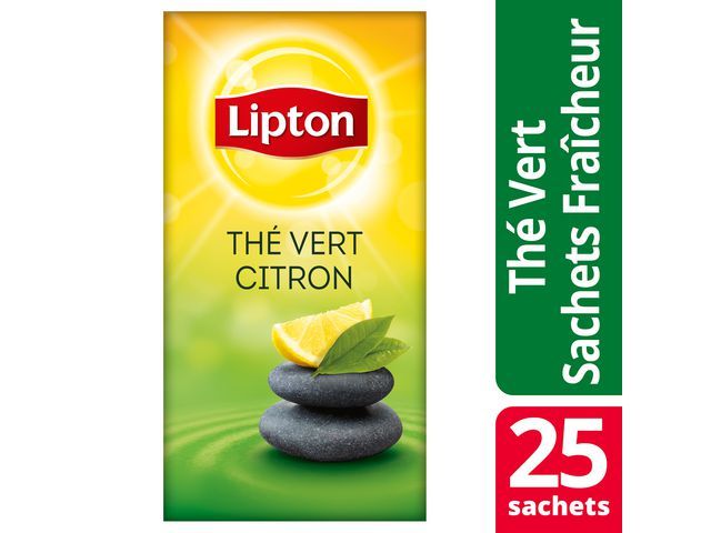 Lipton Green Tea Lemon, 25 afzonderlijk verpakte theezakjes (doos 6 x 25 stuks)