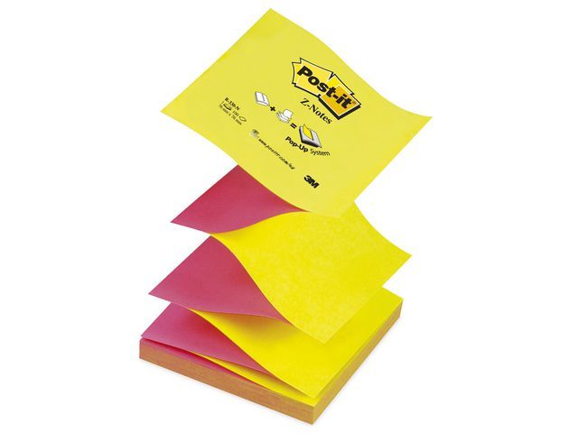 Navullingen Z-Notes 76 x 76 mm, afwisselend neon roze/geel (package 6 x 100 sheets)