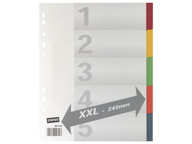 OUR CHOICE Gekleurde kartonnen tabbladen 11 rings, 5 onbedrukte tabs XL (set 5 vel)