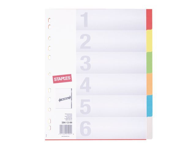 OUR CHOICE Gekleurde kartonnen tabbladen 11 rings, 6 onbedrukte tabs XL (set 6 vel)