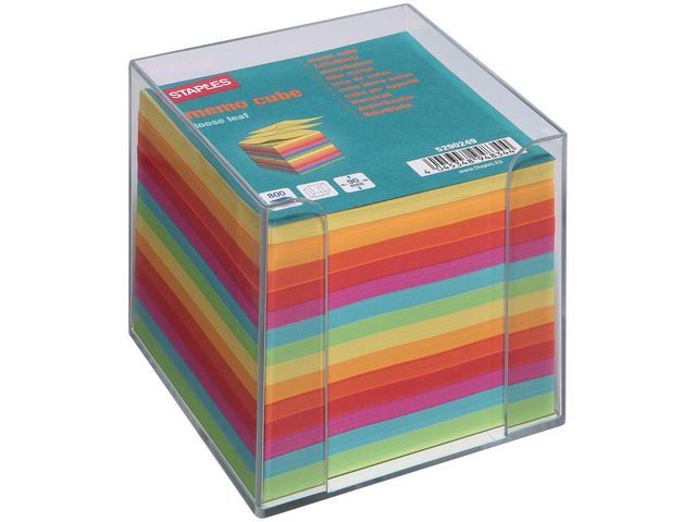 OUR CHOICE Memobakje 90x90x90 mm Met gekleurd papier (blok 800 vel)