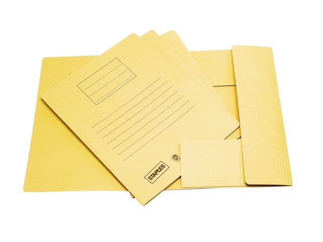 OUR CHOICE Stofklepmap karton Folio, geel (verpakking 25 stuks)