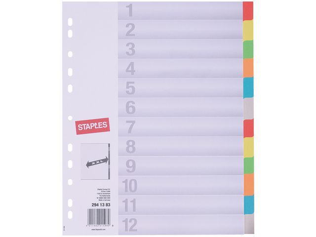 Our Choice Tabbladen gekleurd karton 11 rings, A4 maxi, 12 onbedrukte tabs (set 12 vel)